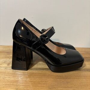 Cider Black Patent Platform Chunky Mary Jane Y2K Heels | Wms Sz 37